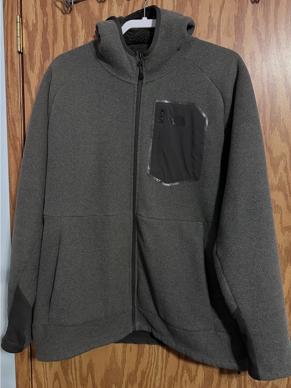 The North Face Men's Dark Gray Full-Zip Fleece Hooded Jacket XL
